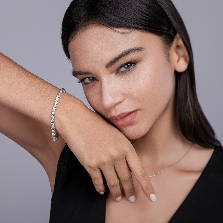 925 Silver Horoscope Buckle Full Inlaid Bracelet