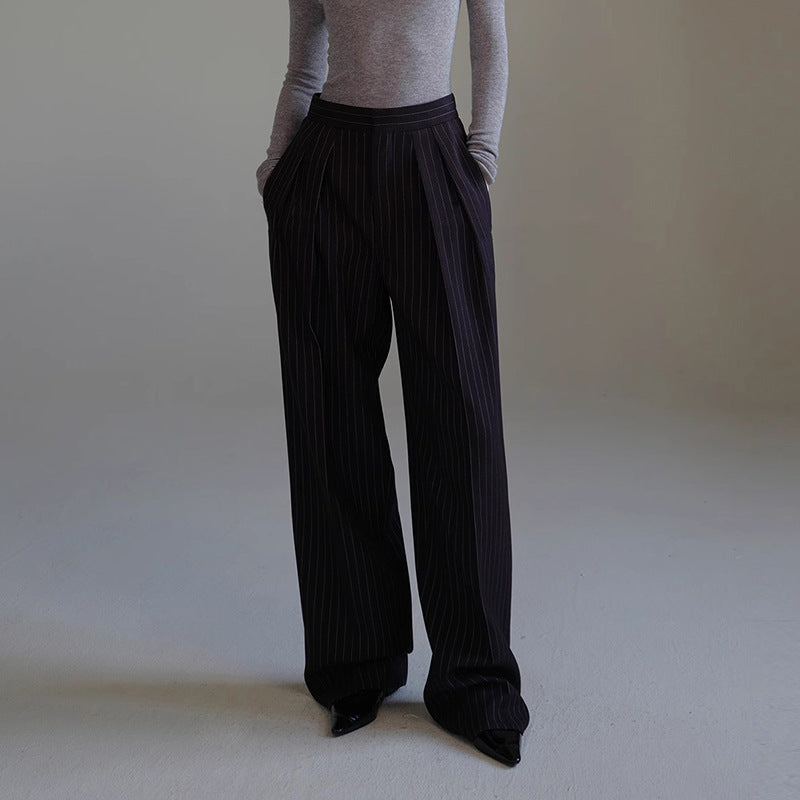 Striped Suit Pants Black