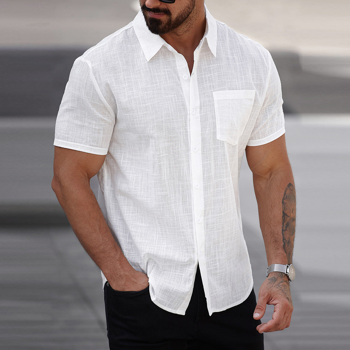 Cotton Shirt With A Pocket