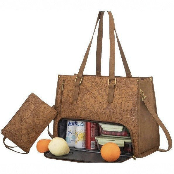 2in1 Tote And Lunch Bag Combo Extra-large Tote Brown Printed