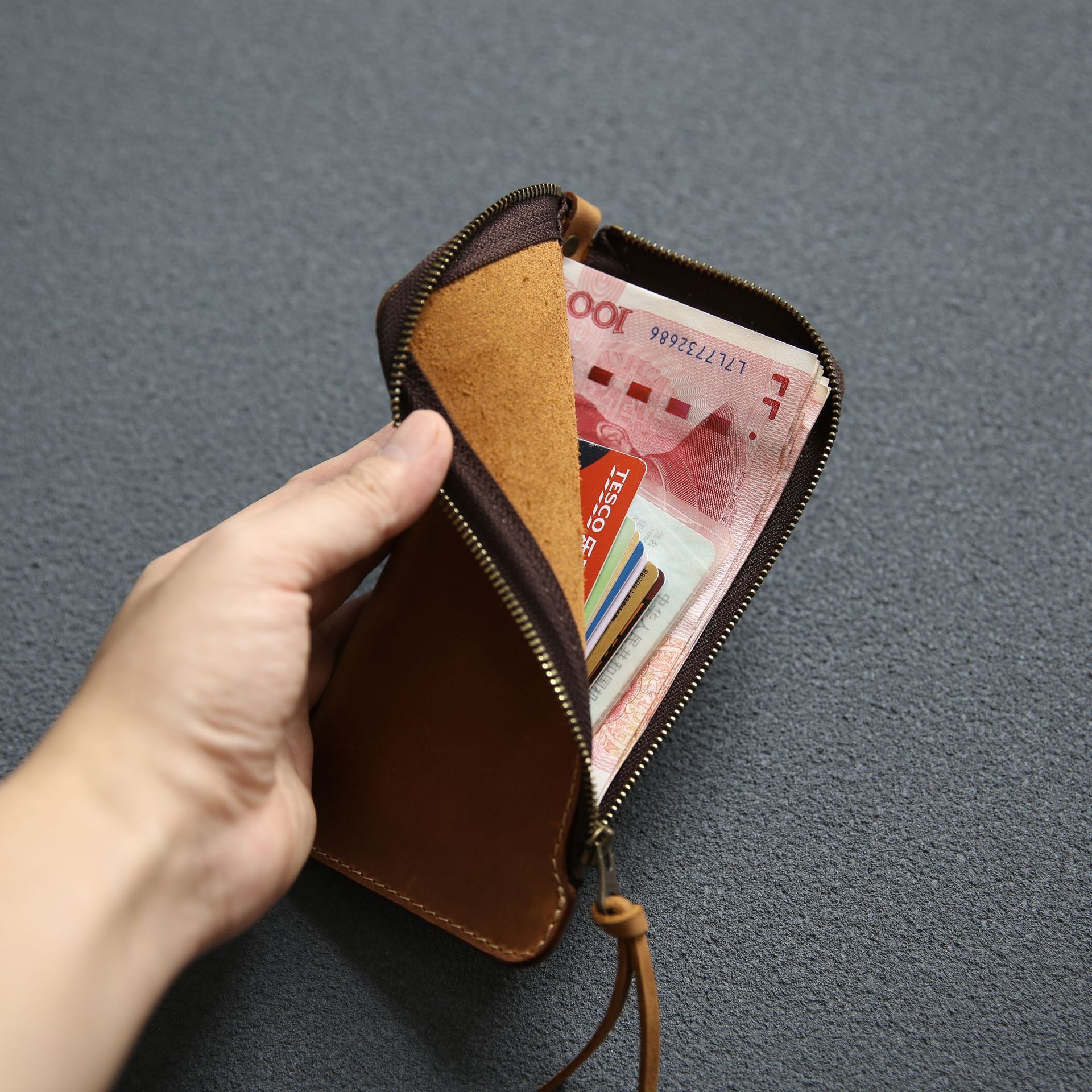 Leather Belt Zipper Wallet
