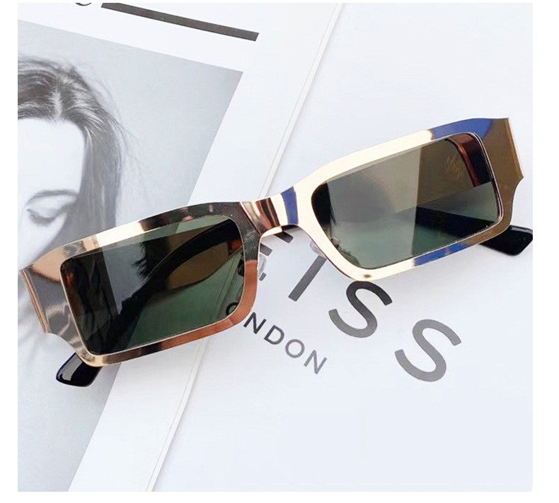Men's Metal Small Square Glass Gold frame green film