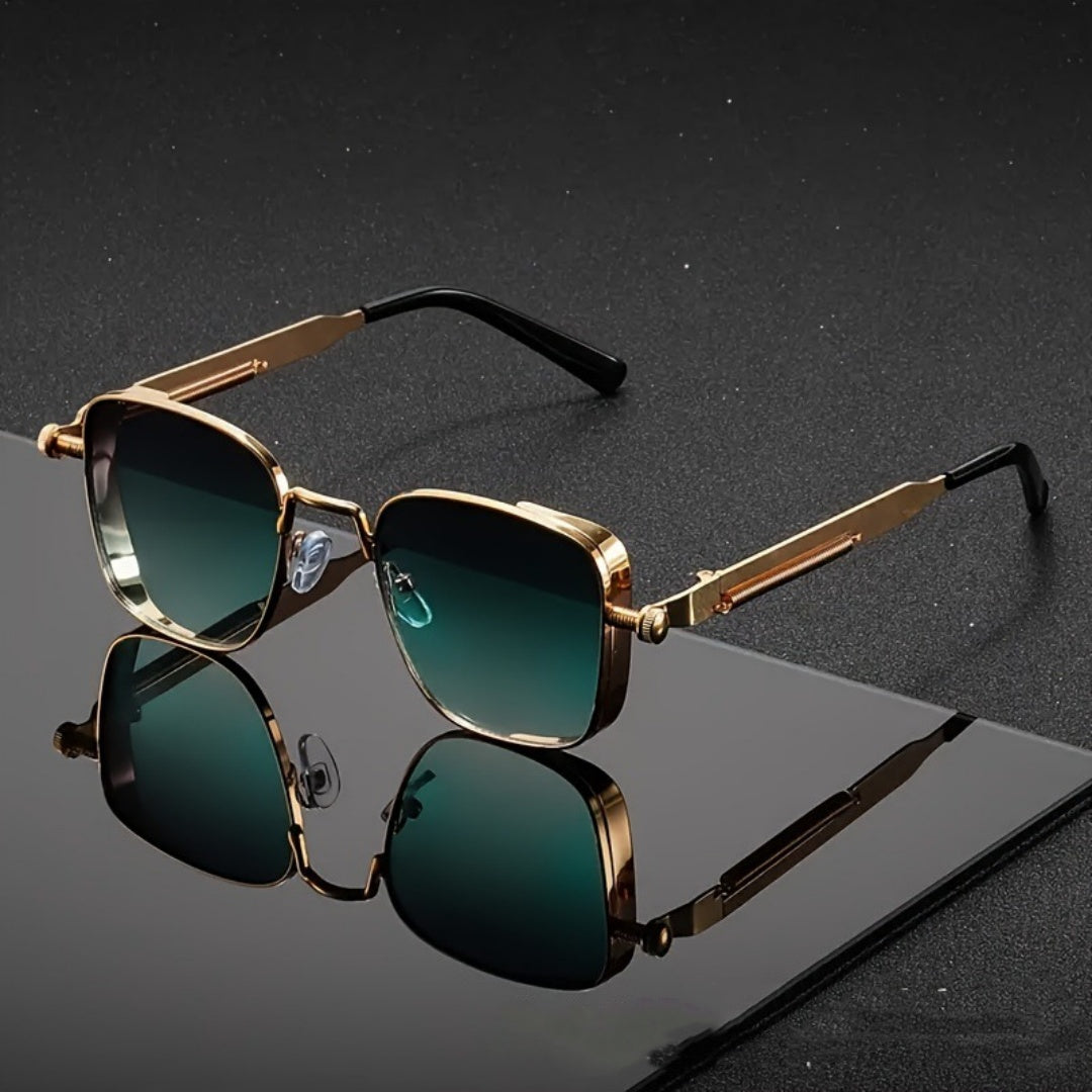 Vintage-style Square Metal Sunglasses With A Personalized Touch Emperor Green
