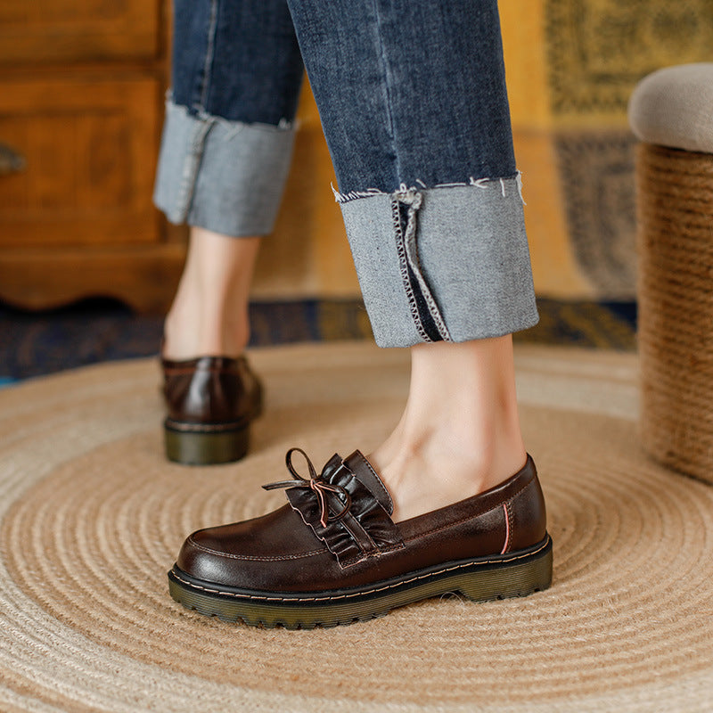 British Style Round Head Leather Shoes