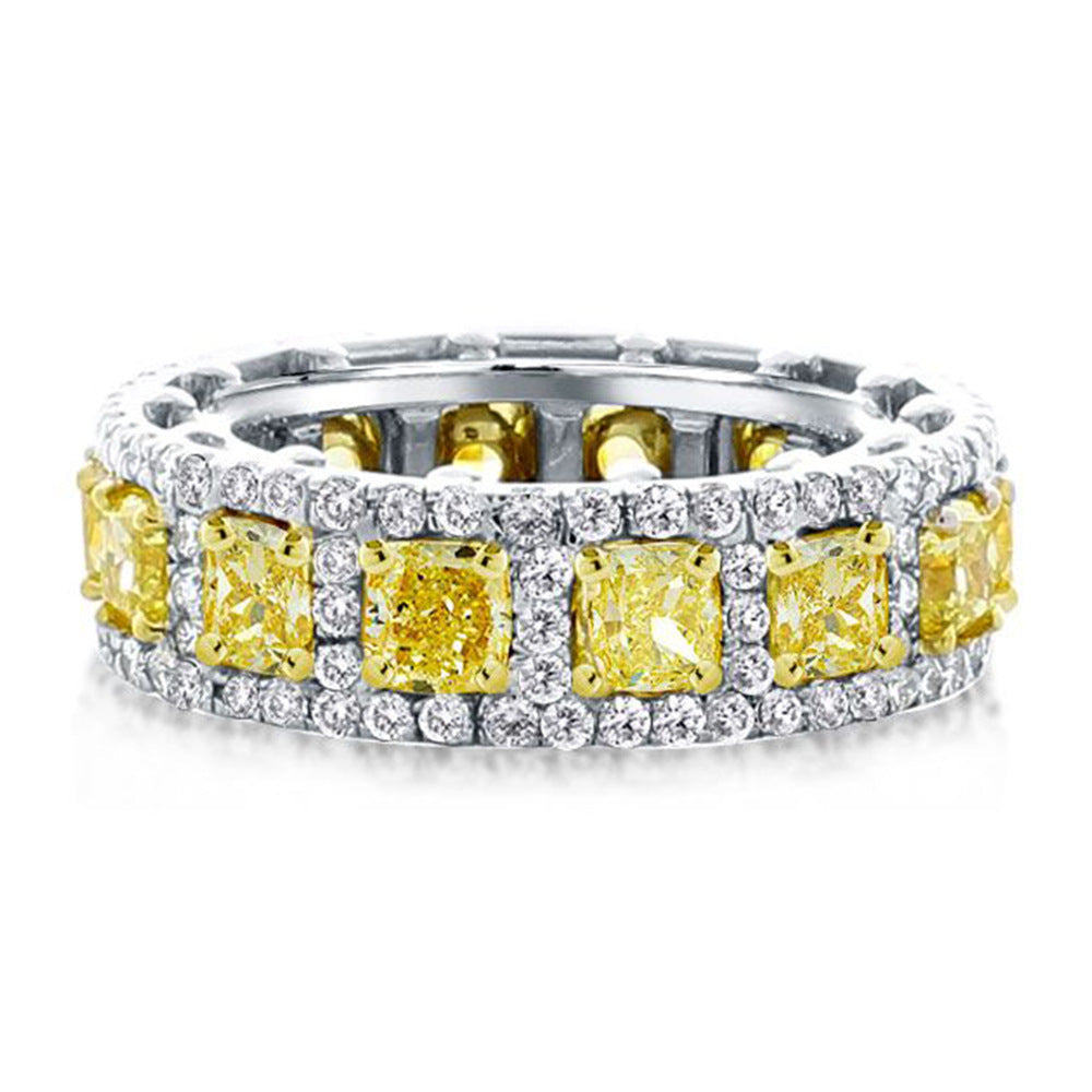 925 Silver Gold Plated Yellow Diamond High Carbon Diamond Ring Yellow