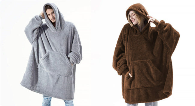 Hoodie Sweatshirt With Big Pocket Wearable Blanket