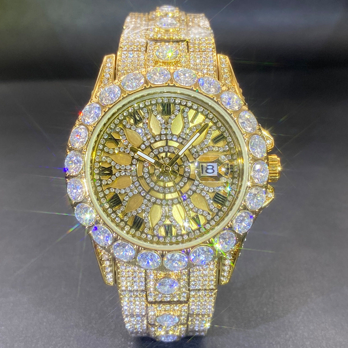 Men's Watch High-end, Fully Diamond-encrusted, Ultra-glitzy Gold