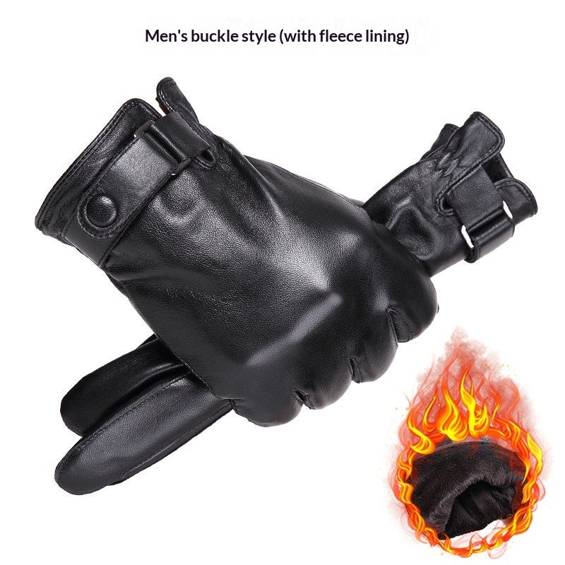 Genuine Leather Gloves With Fleece Lining For Extra Warmth And Waterproof Protection Leather Fleece Lined