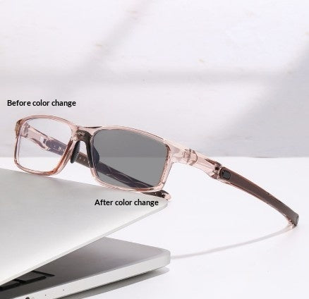 Temperature-Adjustable Blue-Light-Blocking Reading Glasses Transparent Tea Frame