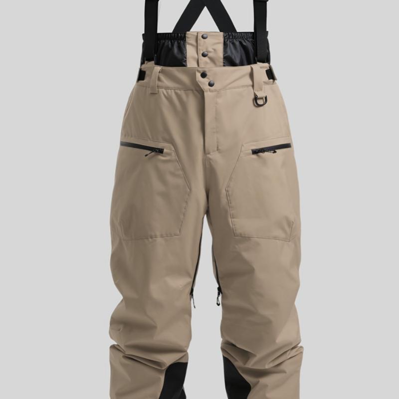 New Strap Thickened Waterproof Ski Pants Men Khaki