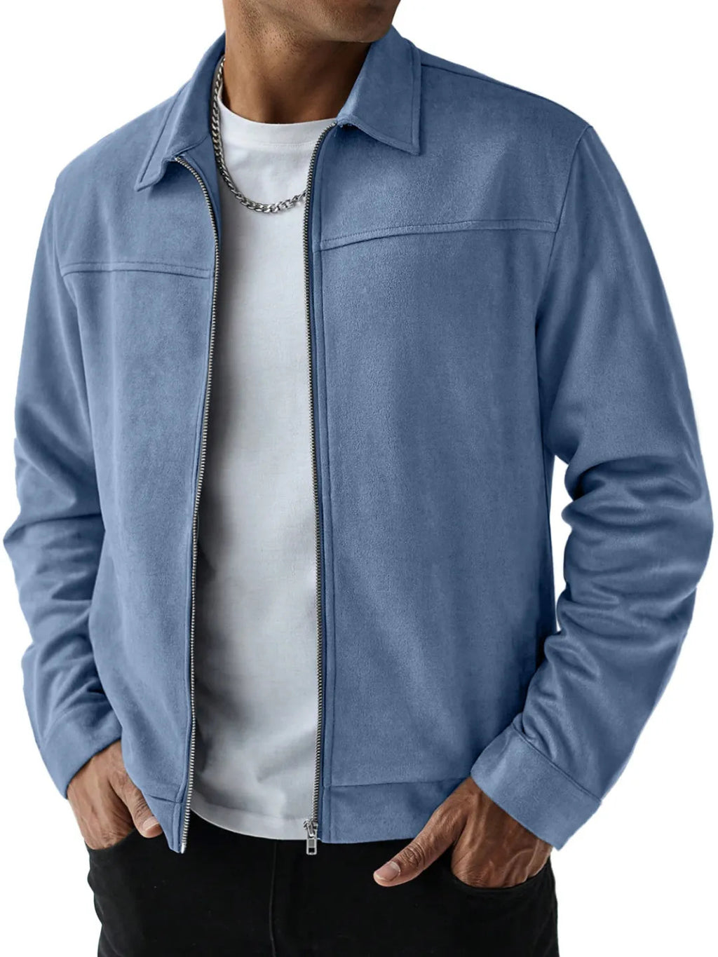 Casual Versatile Long Sleeve Jacket Sea Blue