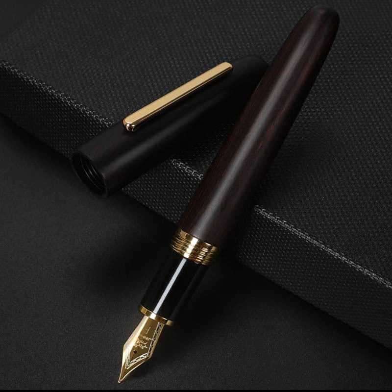 Wooden Pole Rotating Cap Of A Pen Ebony