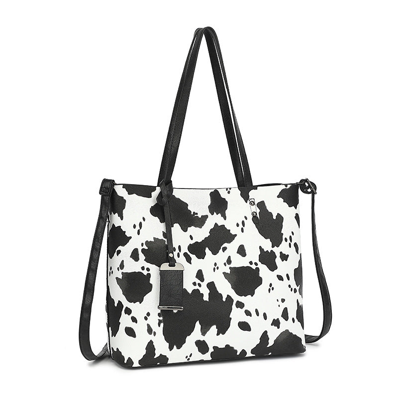 Women's Fashion Leopard Print Shoulder Bag Black Milk Pattern