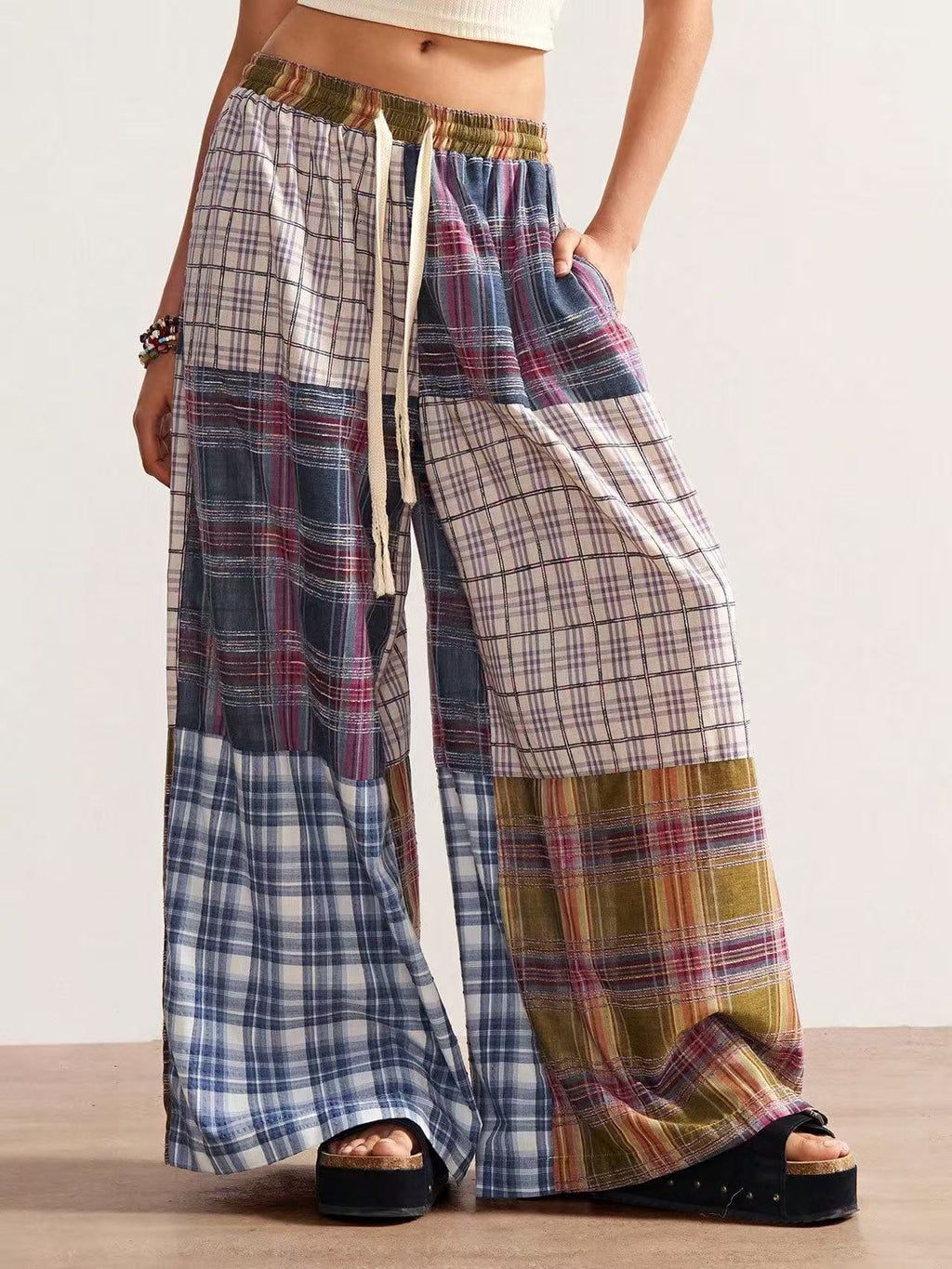 Retro Wide-leg Pants For Women Mixed Color