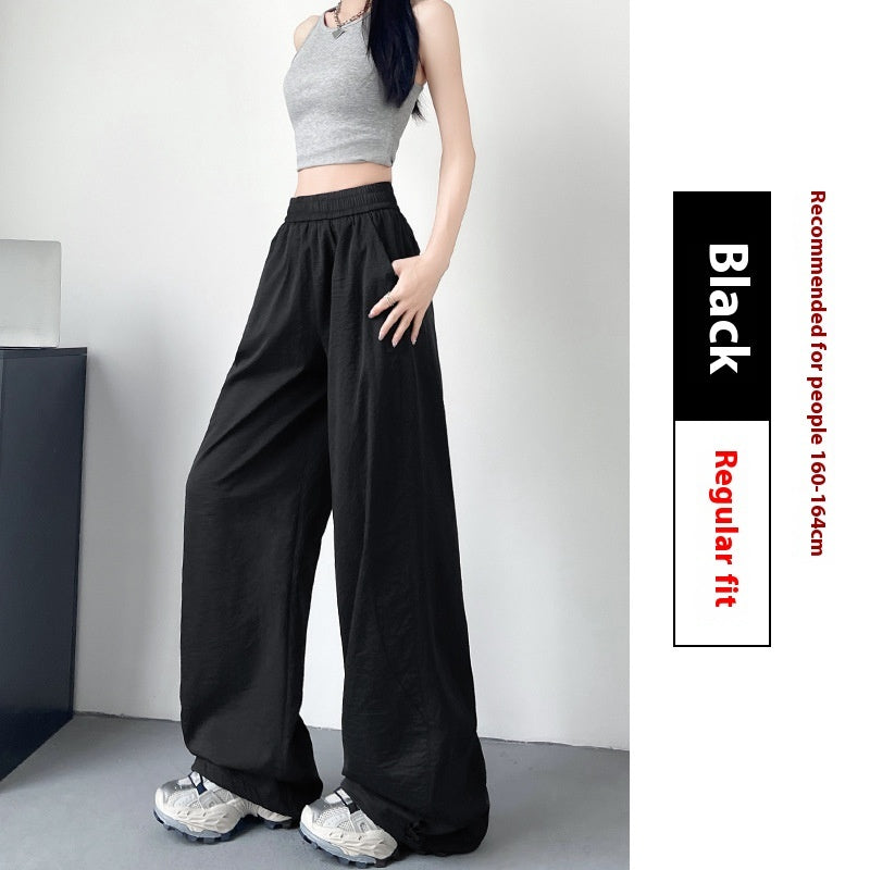 Cotton-like Wide-leg Sunscreen Pants Black Regular H17642