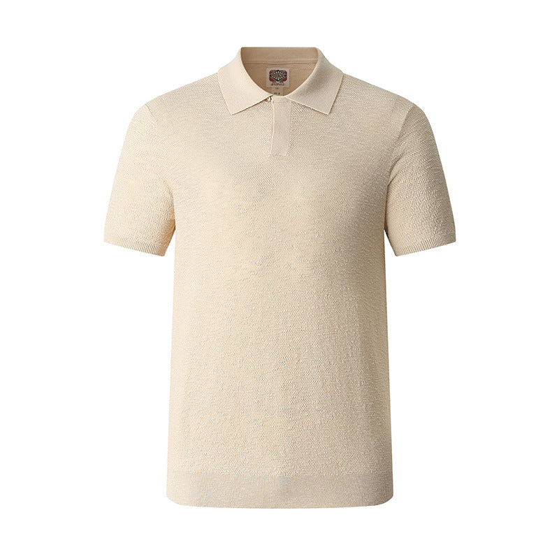 Mens Slim-fit Business Polo Shirt Beige Apricot