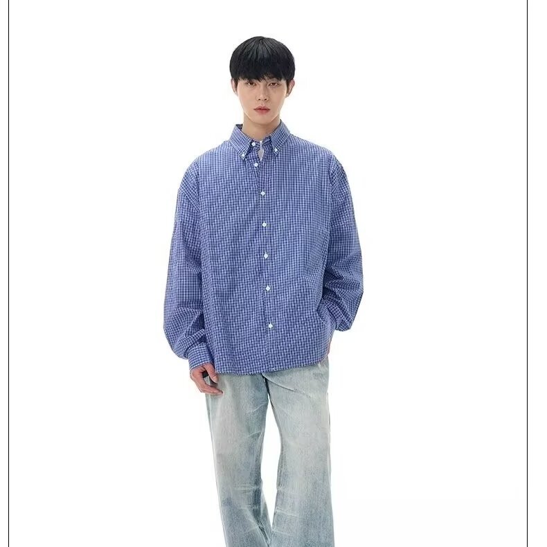 Retro Classic Blue Plaid Shirt
