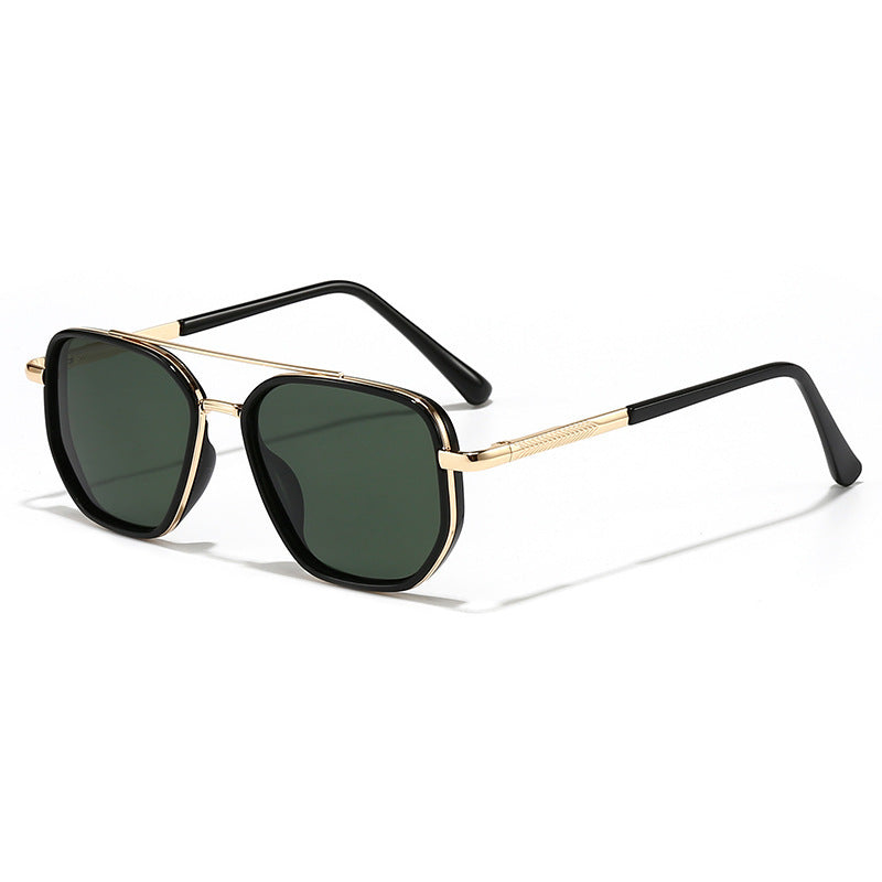 New UV-Protective Chanel-Style Metal Sunglasses For Men Golden Black Ink Green