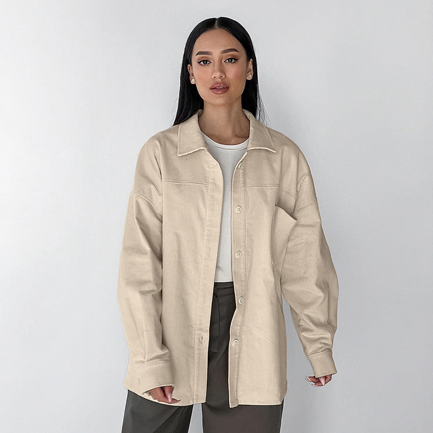Retro Corduroy Shirt Beige