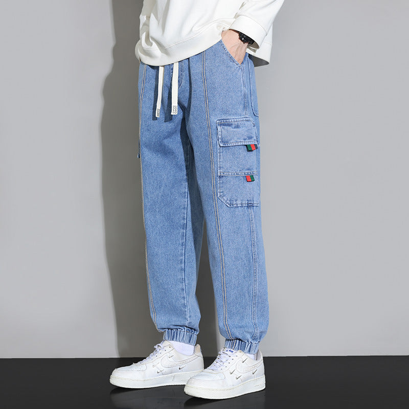 Retro Workwear Jeans For Men Blue