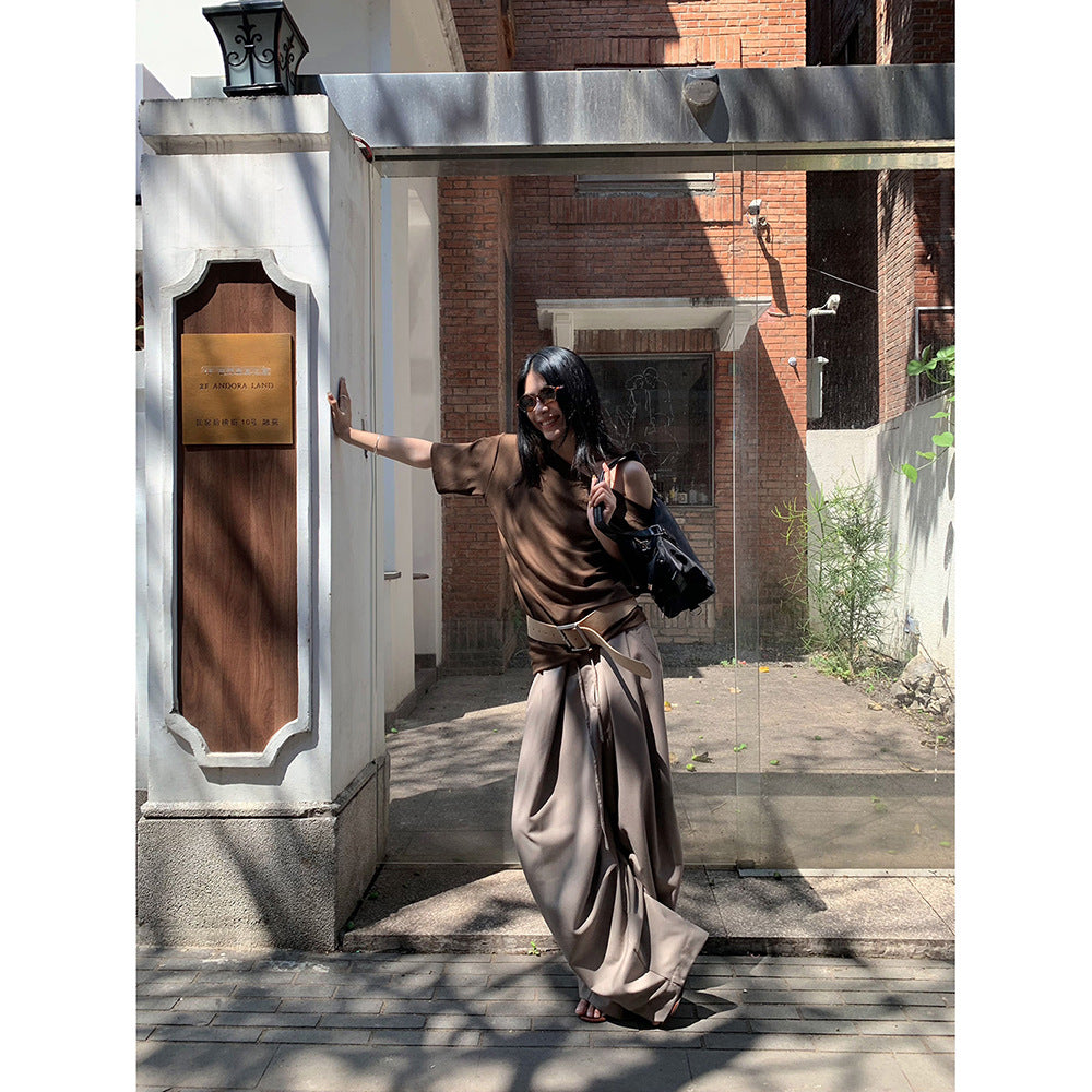 Chic Pleated Wide-leg Pants