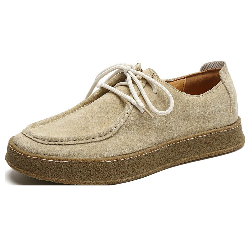 Versatile Suede Sneakers Beige
