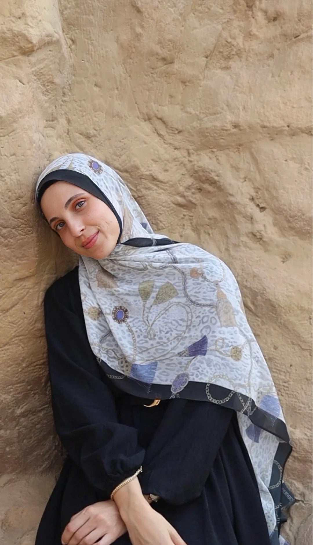 Satin Hijab Printed Shawl Headscarf 5style Above 175cm