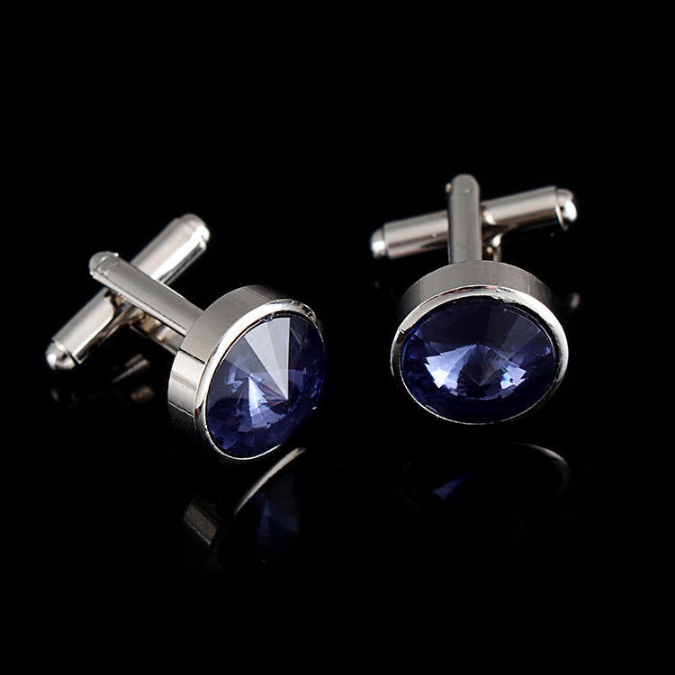 Multicolor French Men's Shirt Metal Cufflink Blue Grey