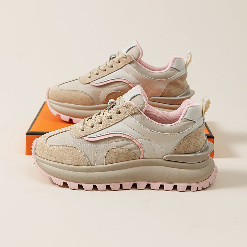 Leather Platform Sports Casual Shoes Pink