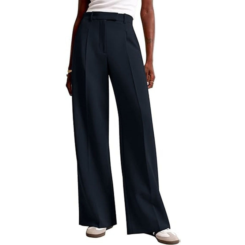 Casual Straight-Leg Business Suit Pants Navy Blue