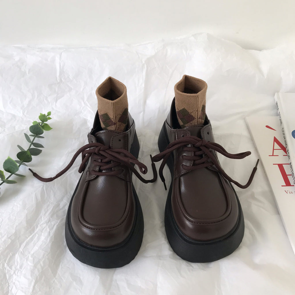 Leather Shoes Preppy English Retro