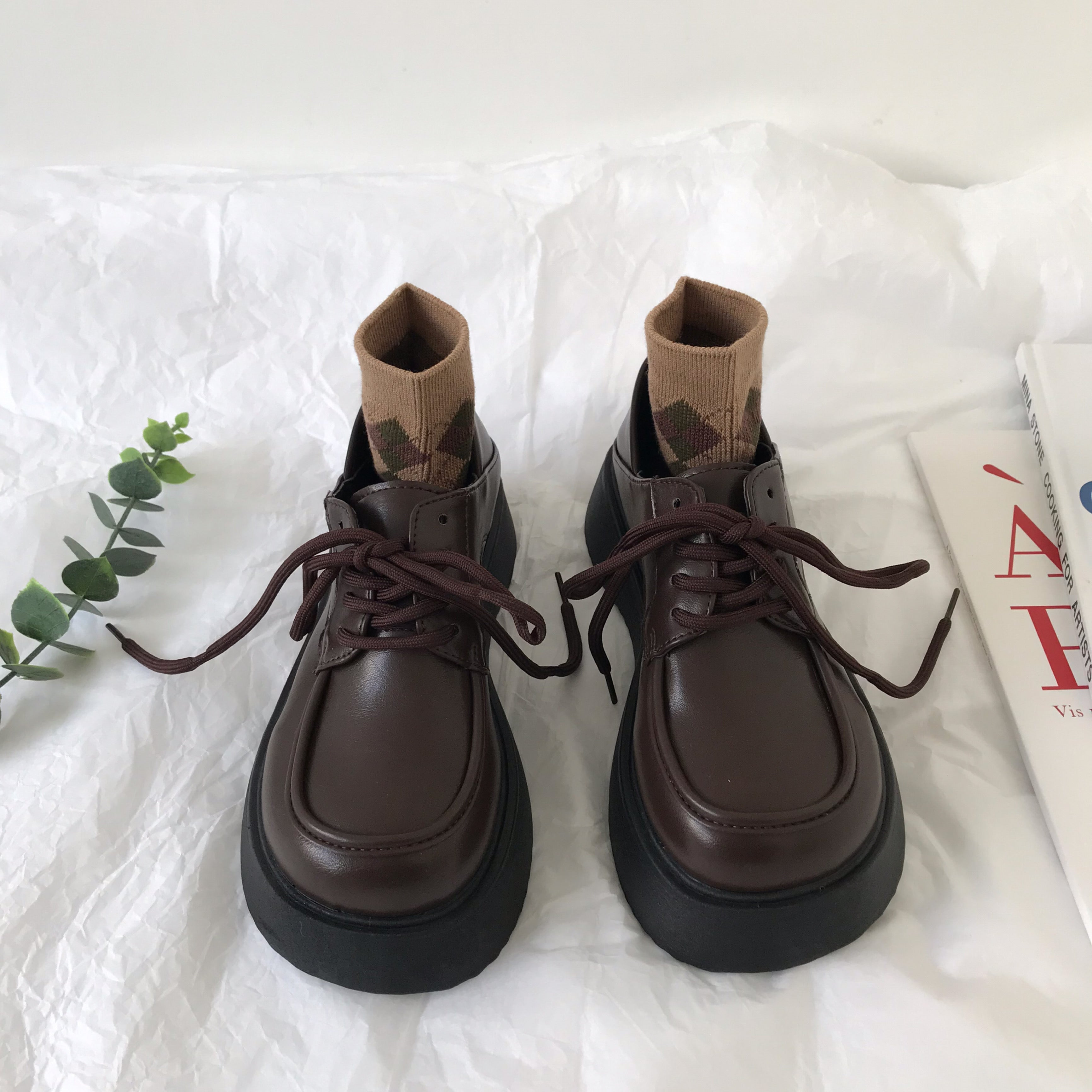 Leather Shoes Preppy English Retro