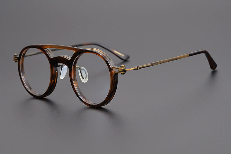 Personalized Couple Style Handmade Art Round Myopia Glasses Full Frame Plate Tide Tortoiseshell