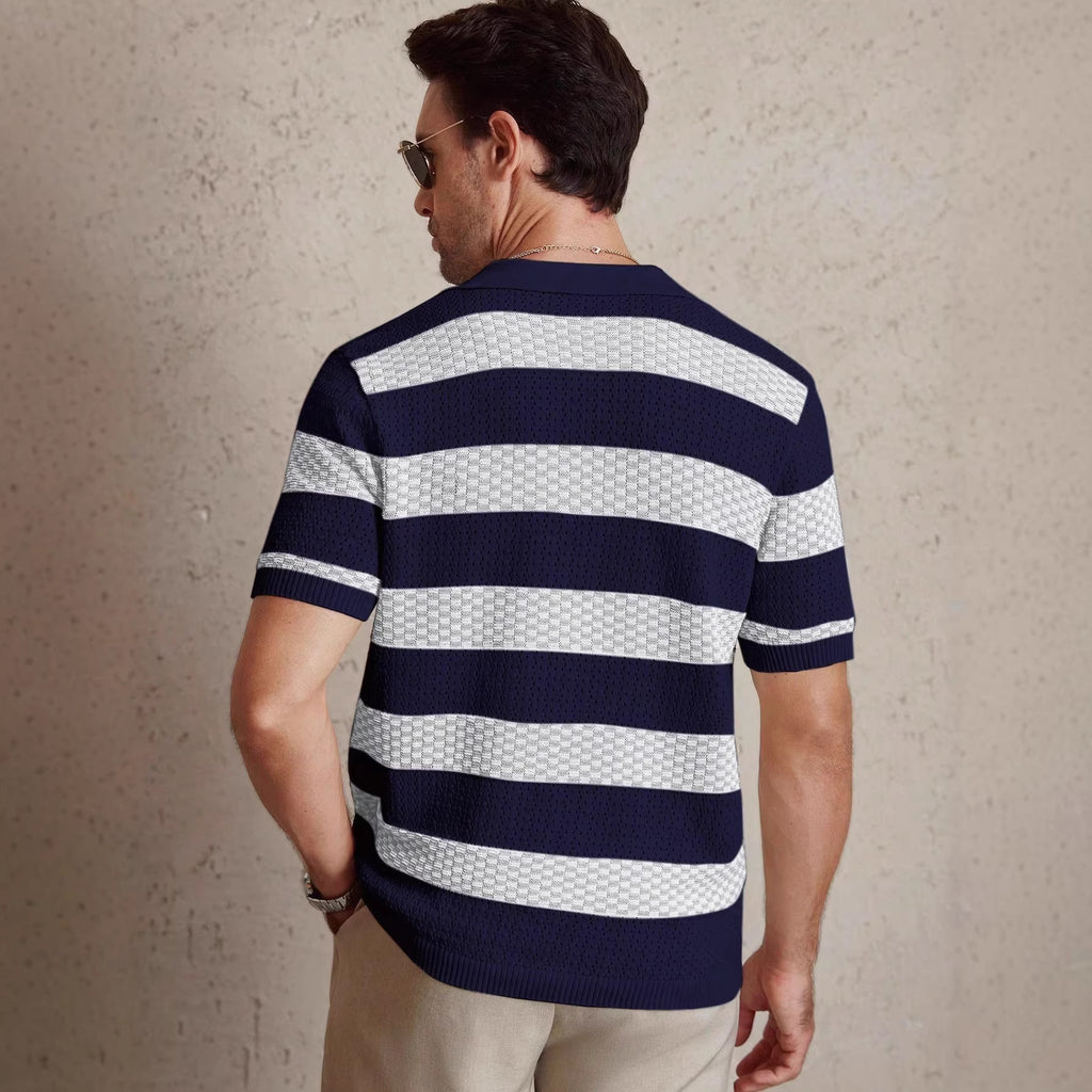 Striped Knitted Polo Shirt