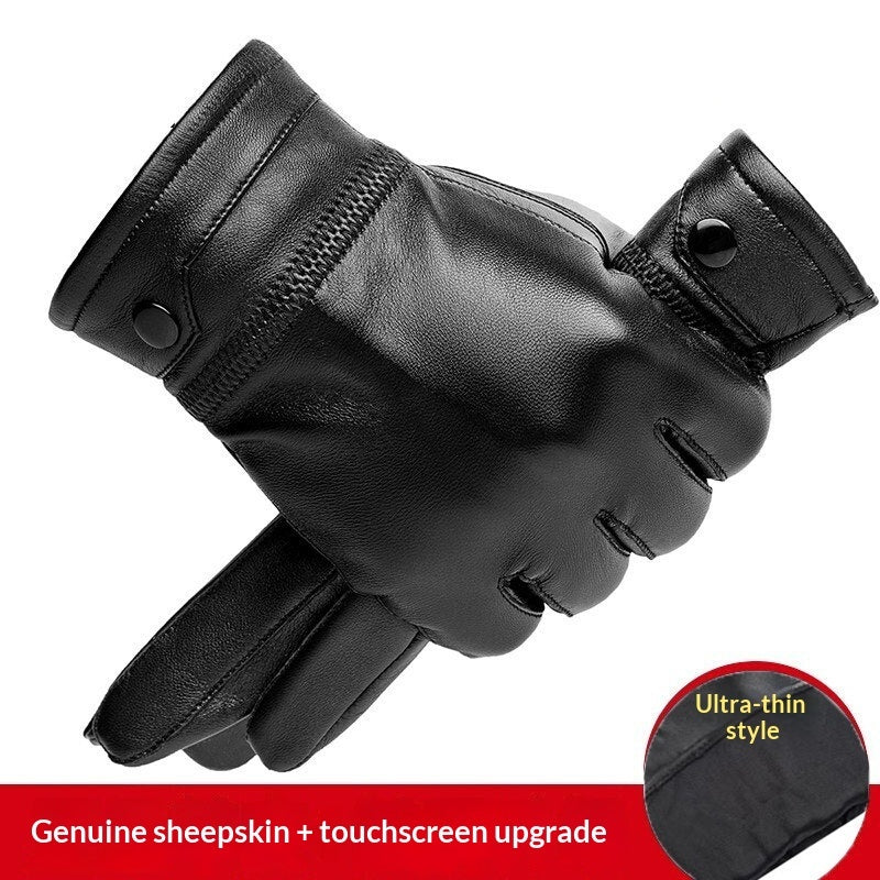 Genuine Leather Gloves With Fleece Lining For Extra Warmth And Waterproof Protection Silk Lined with Buckle
