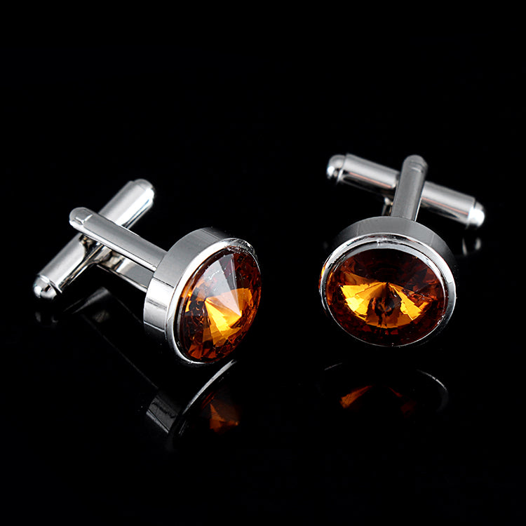 Multicolor French Men's Shirt Metal Cufflink Brown