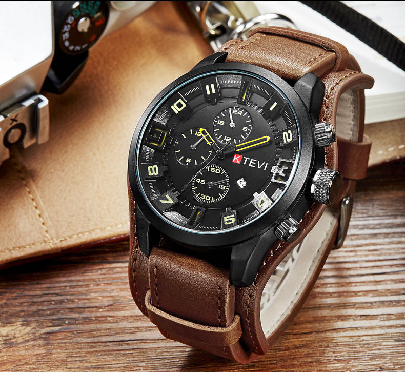 Mens Watch With A Bold Large Dial Orange Belt