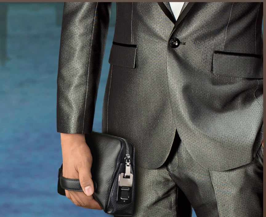 Mens Wallet Fingerprint Lock Bag
