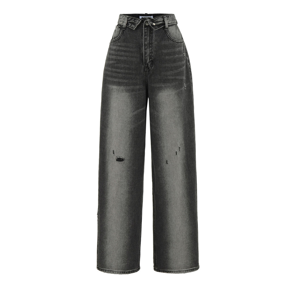 Wide-leg Pants With A Curled Hem