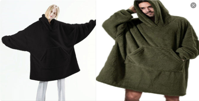 Hoodie Sweatshirt With Big Pocket Wearable Blanket