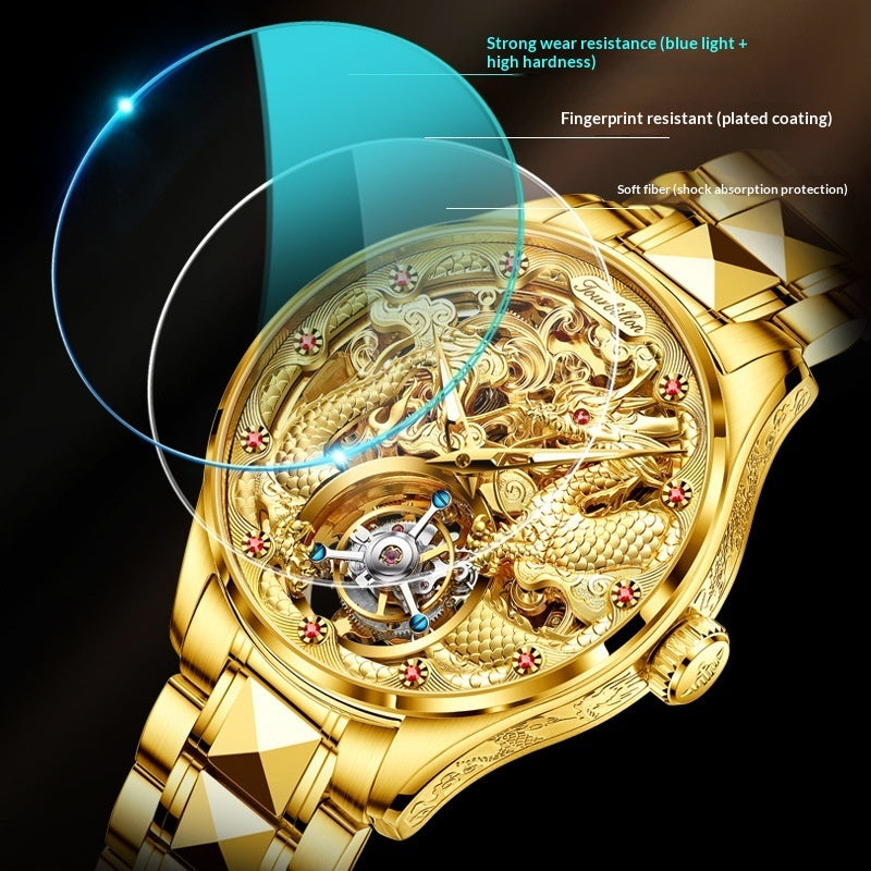 Luxury Golden Water-Resistant Watch With Tourbillon