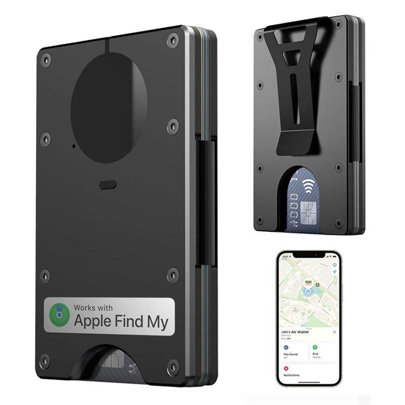 A Minimalist Wallet With Built-in Airtag Chip Black
