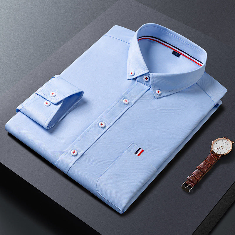 Mens Casual Shirt Fashion Business Dress Shirts Men Clothes Blue