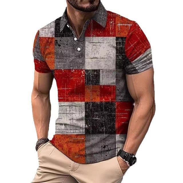 Casual Printed Striped Polo Shirt