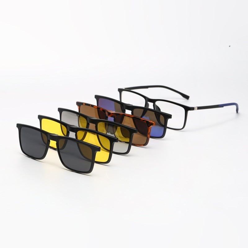 Magnetic Glasses For Men And Women Myopia Frame With 5-in-1 Polarized Lenses