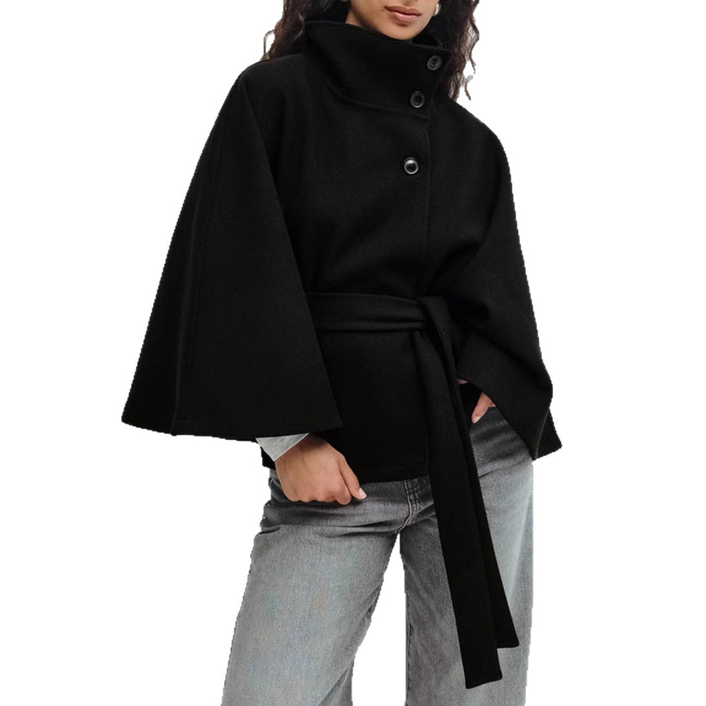 Elegant Button Top Trench Coat Black Xs