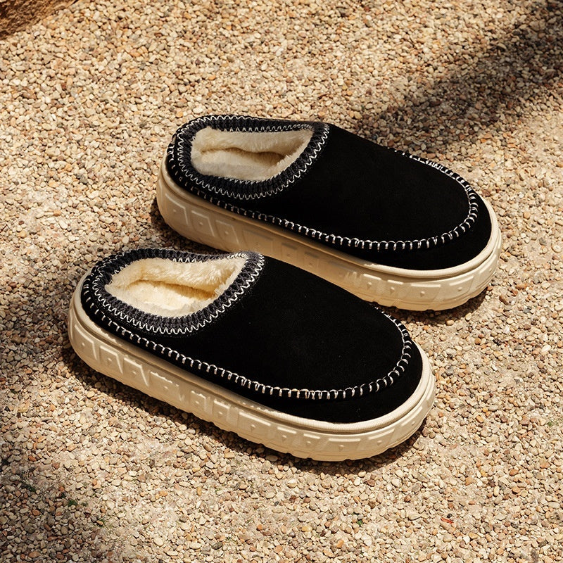 New Non-slip Plus Velvet Slippers Obsidian Black