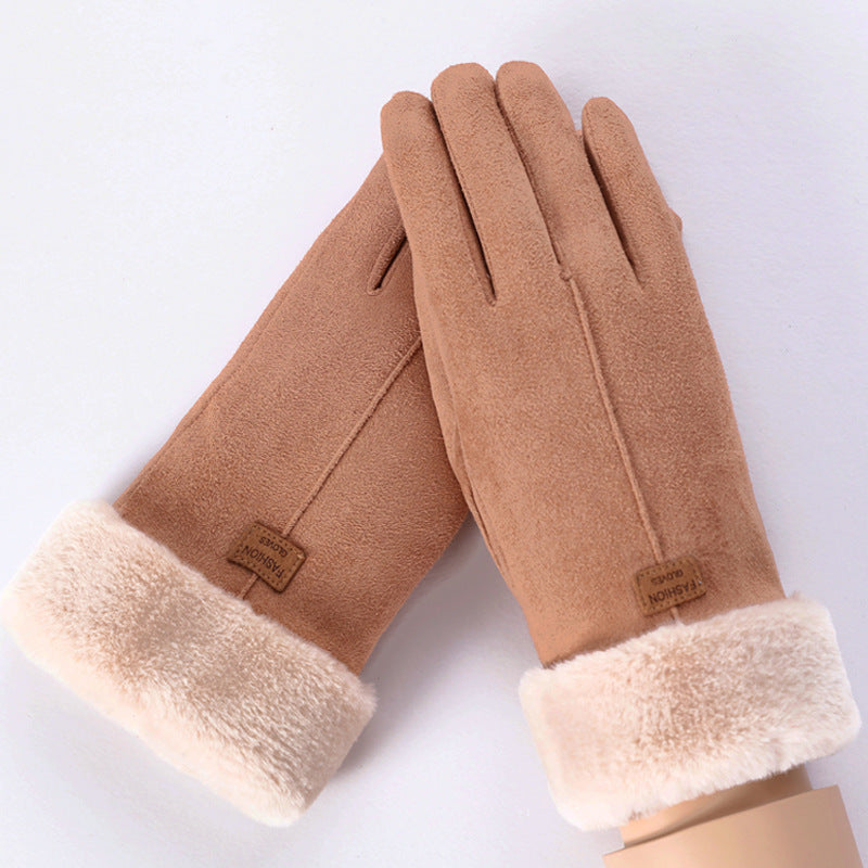 Touchscreen Compatible Thermal Gloves For Women Cyclists Khaki Free Size