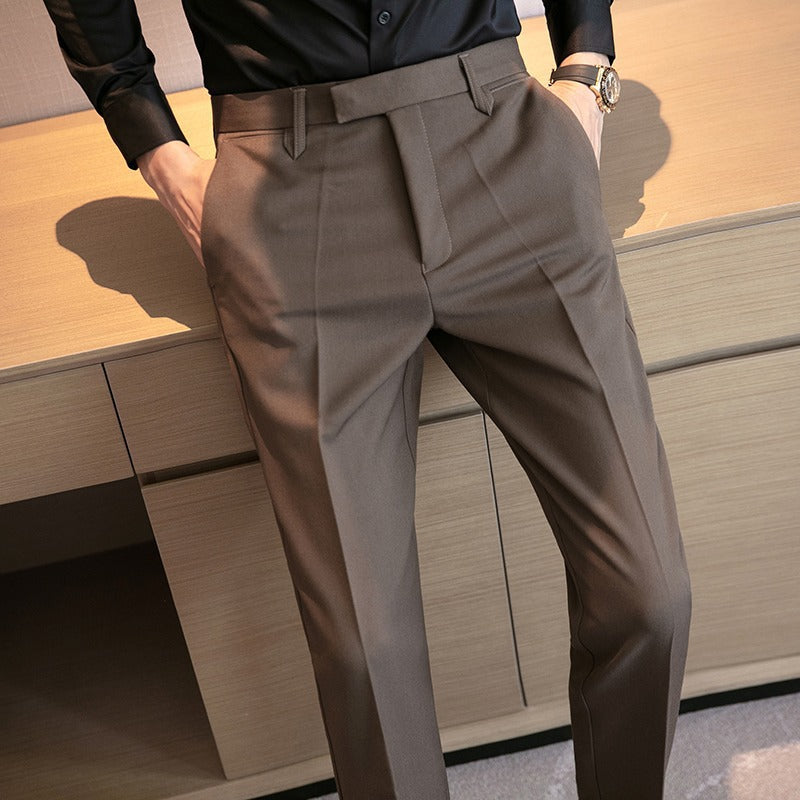 British-style Dapper Mens Dress Pants For Men Brown