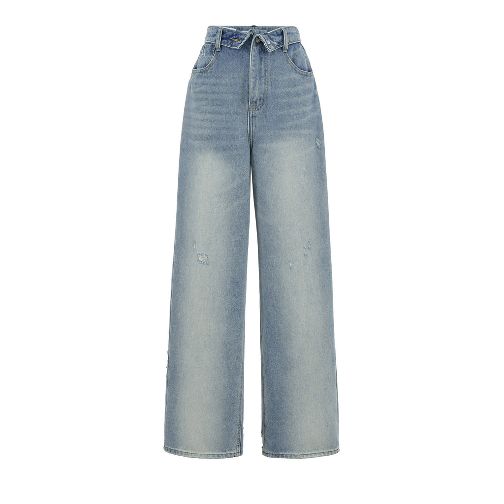 Wide-leg Pants With A Curled Hem